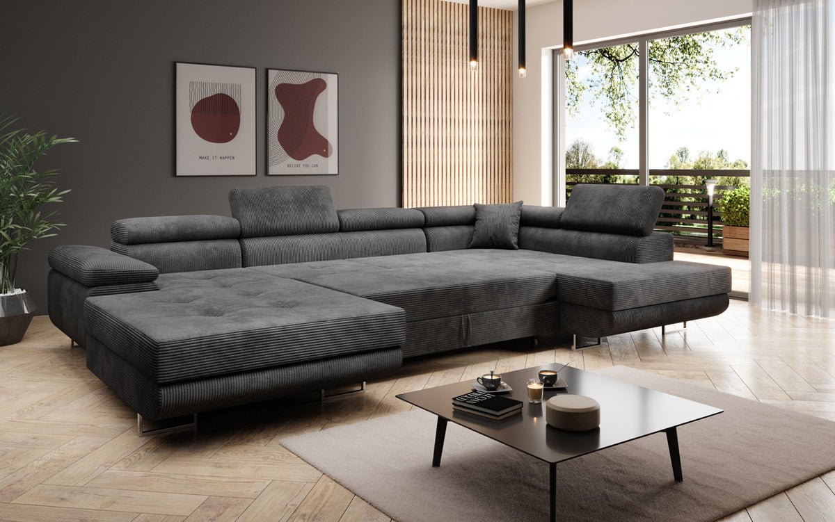 Sofa Designer Lago z funkcją spania i składania, w kordzie