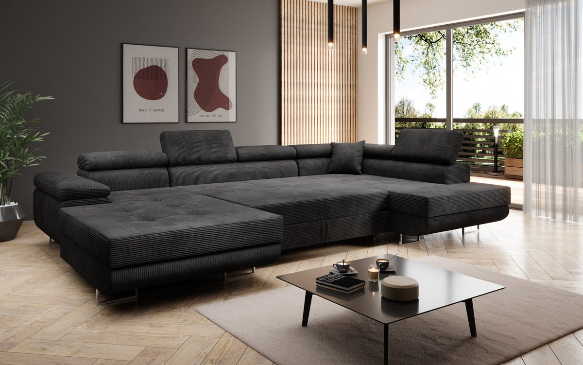Sofa Designer Lago z funkcją spania i składania, w kordzie
