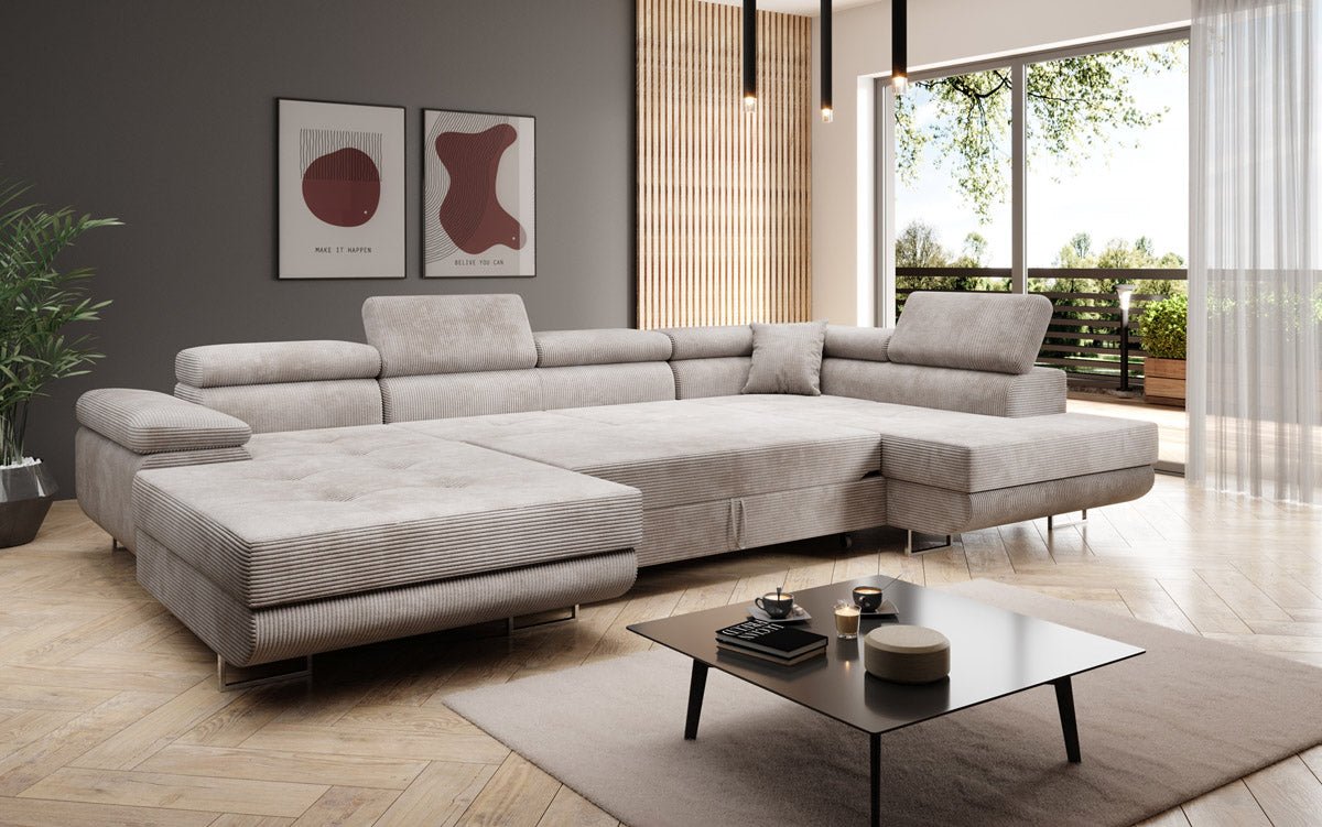 Sofa Designer Lago z funkcją spania i składania, w kordzie
