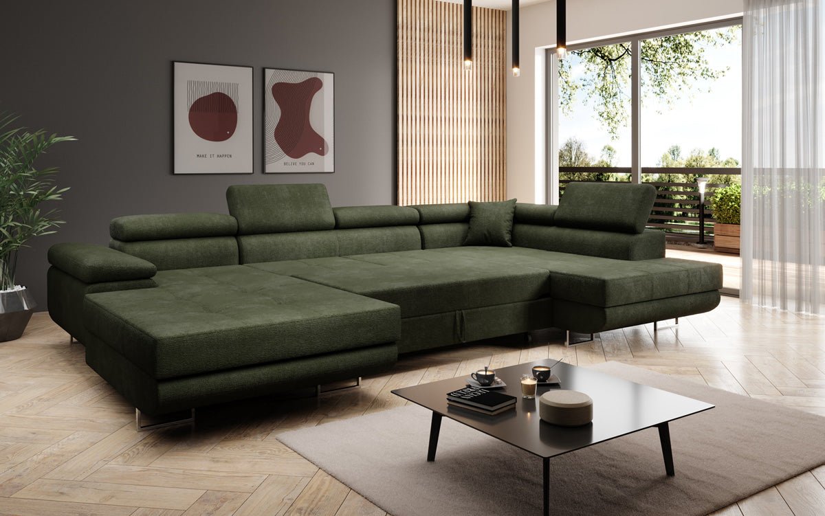 Designer Sofa Lago mit Schlaf - und Klappfunktion in Bouclé