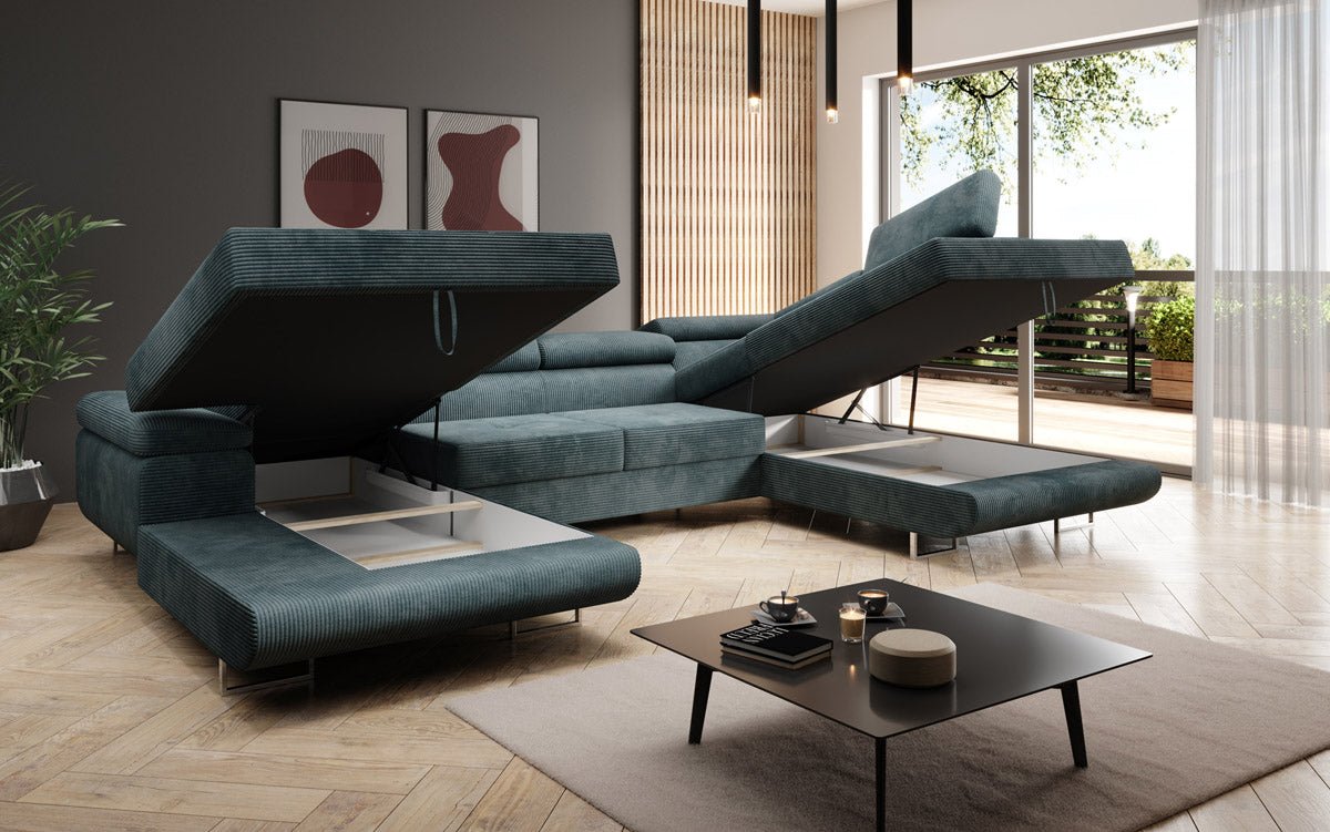 Sofa Designer Lago z funkcją spania i składania, w kordzie