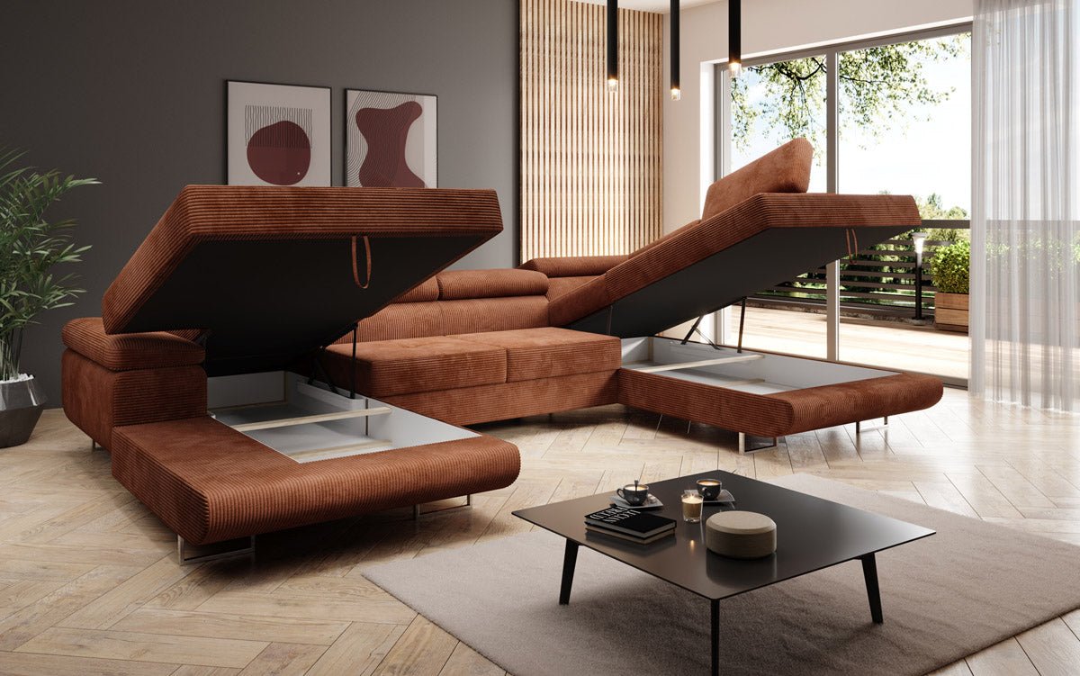 Sofa Designer Lago z funkcją spania i składania, w kordzie