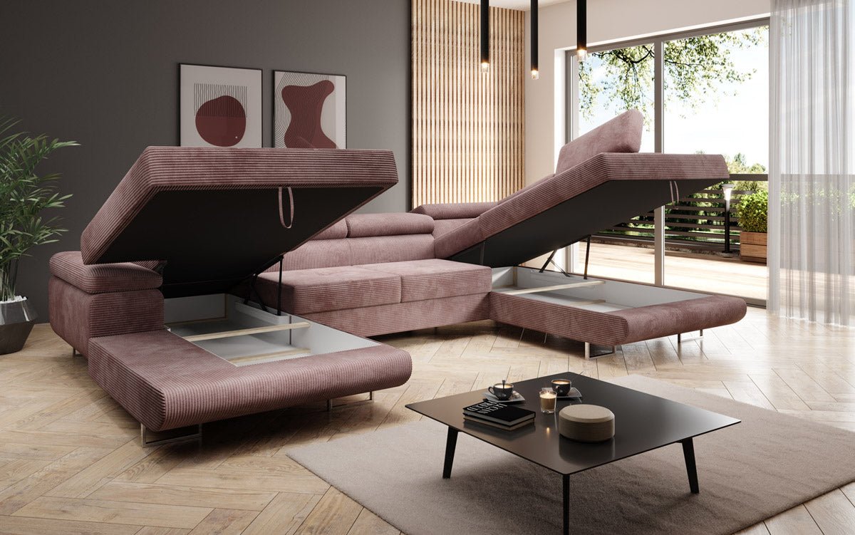 Sofa Designer Lago z funkcją spania i składania, w kordzie