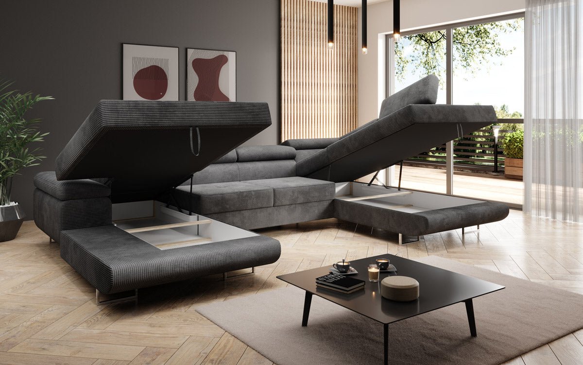 Sofa Designer Lago z funkcją spania i składania, w kordzie