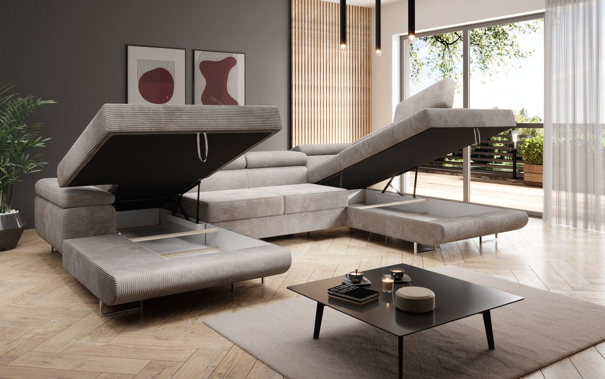 Sofa Designer Lago z funkcją spania i składania, w kordzie