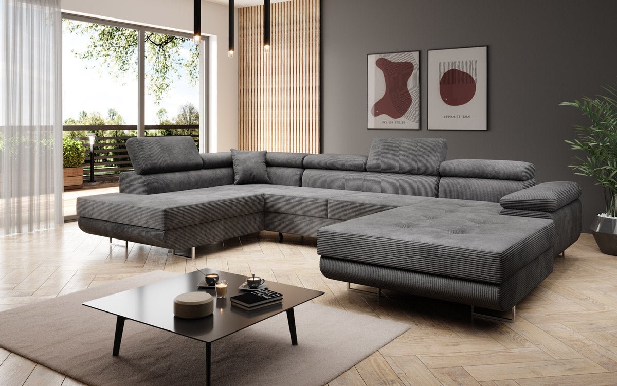 Sofa Designer Lago z funkcją spania i składania, w kordzie