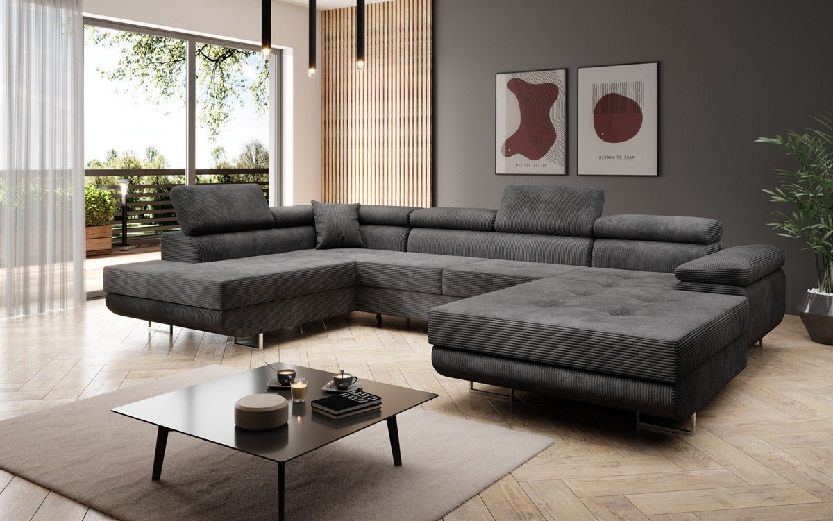 Sofa Designer Lago z funkcją spania i składania, w kordzie