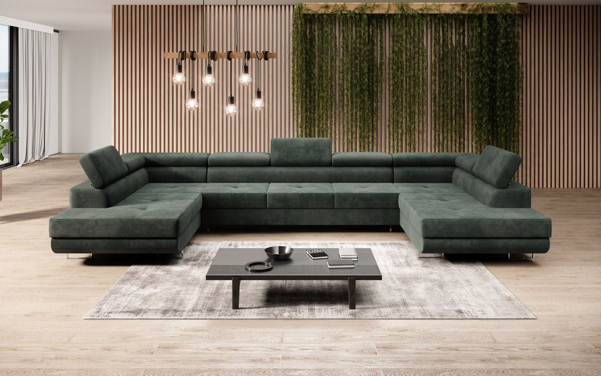 Sofa designerska Taormina z funkcją spania i składania, wykonana z sztruksu