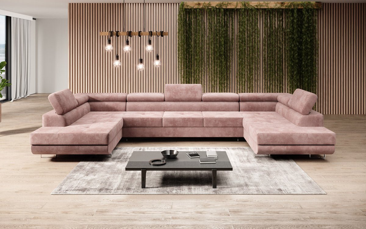 Sofa designerska Taormina z funkcją spania i składania, wykonana z sztruksu