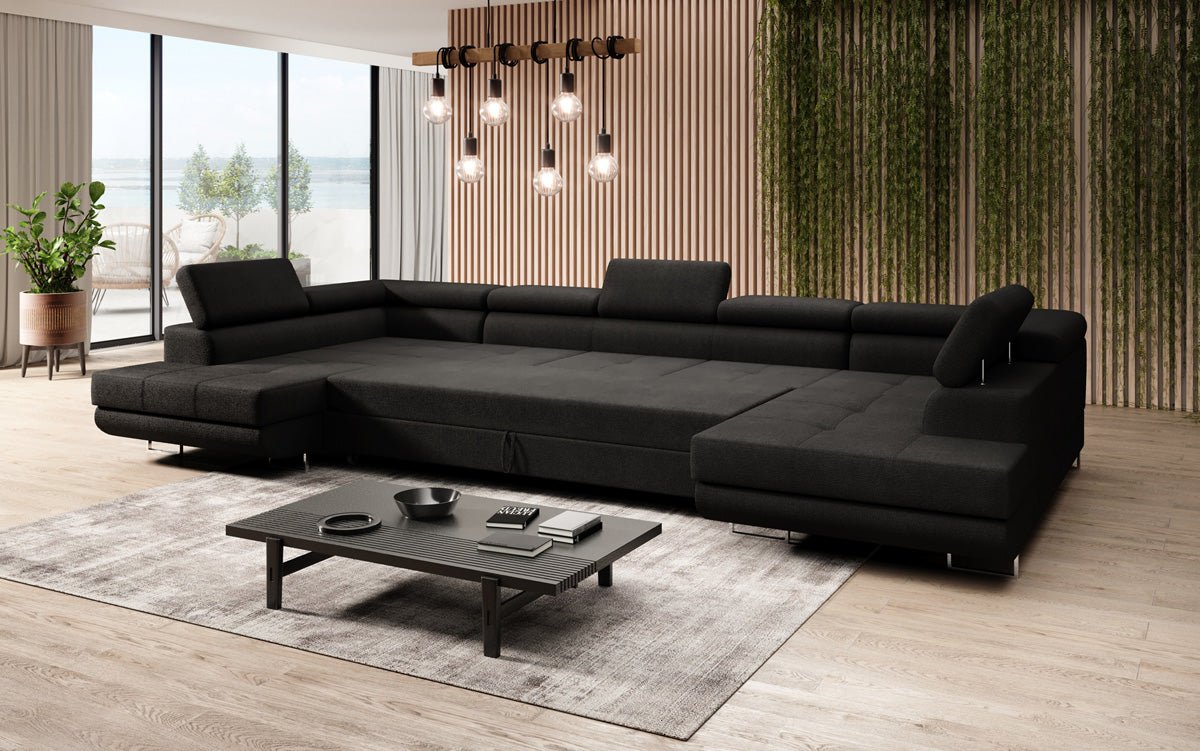 Projektowana sofa Taormina z funkcją spania i składania w bouclé