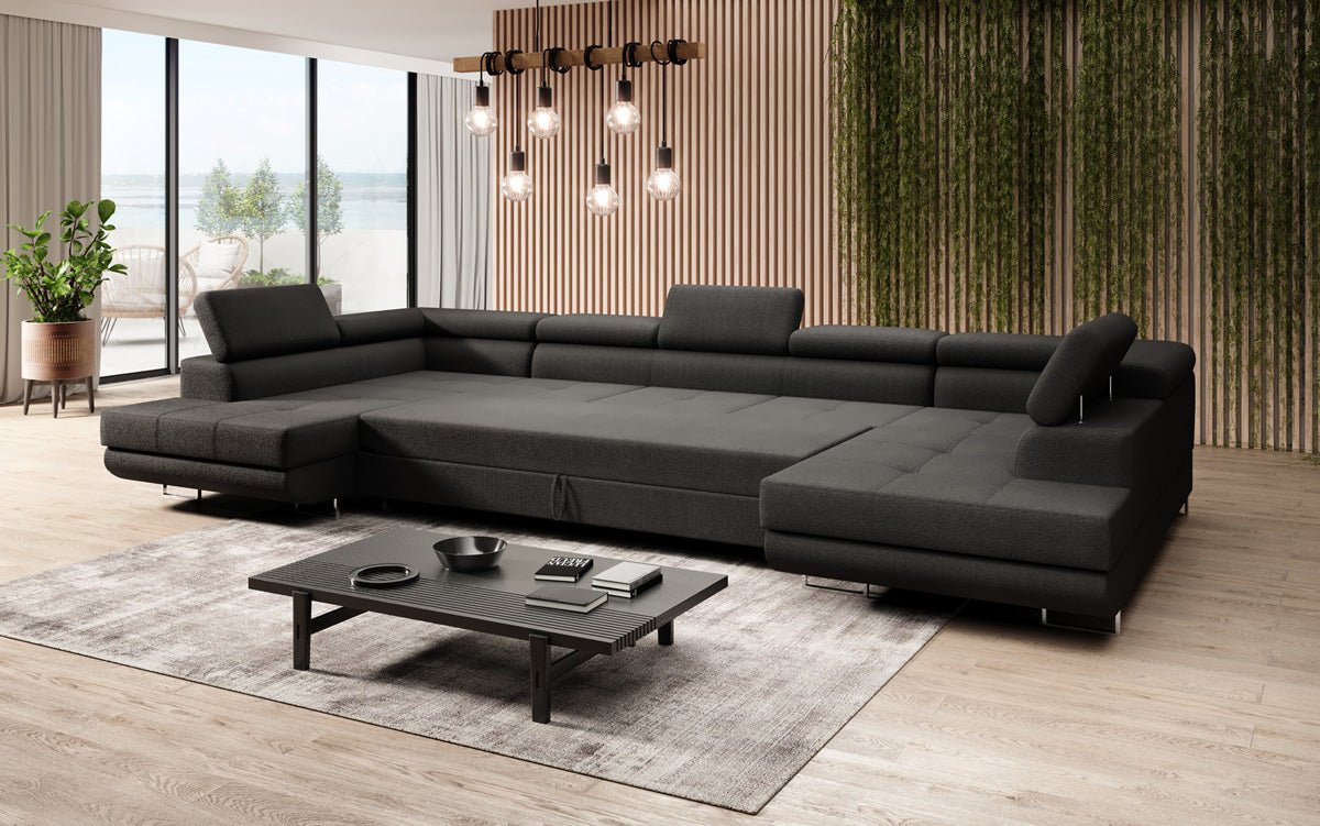 Projektowana sofa Taormina z funkcją spania i składania w bouclé