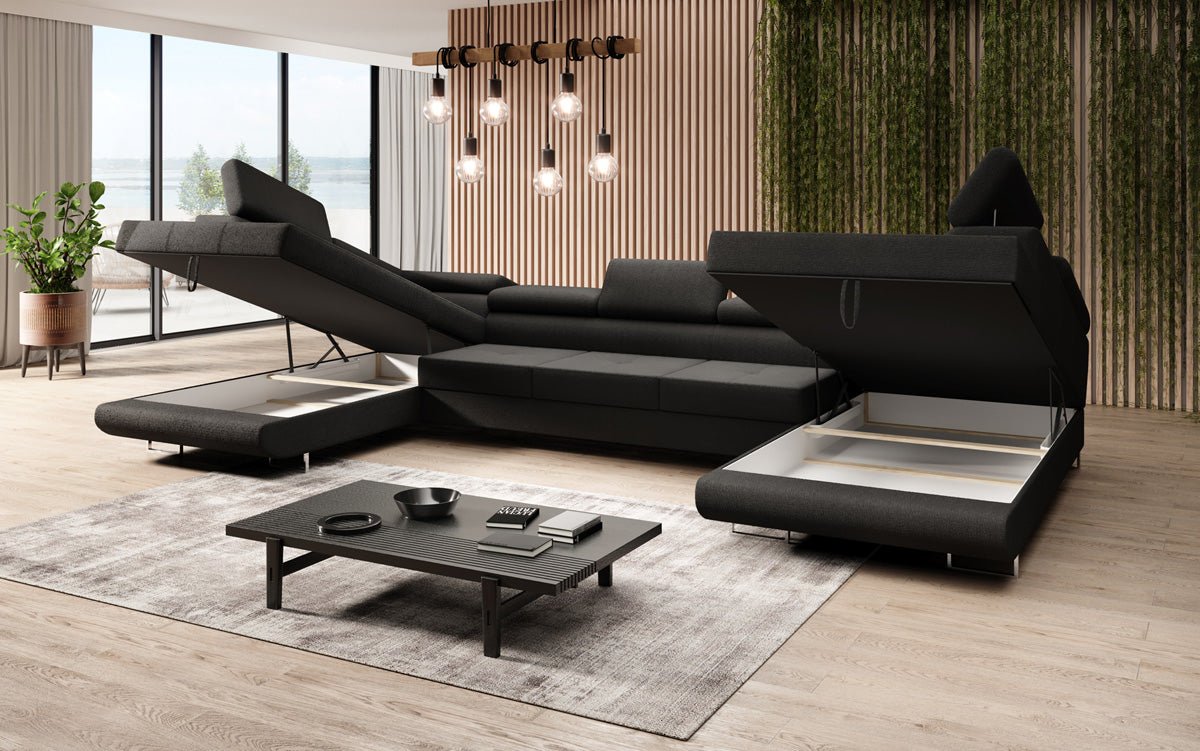 Projektowana sofa Taormina z funkcją spania i składania w bouclé