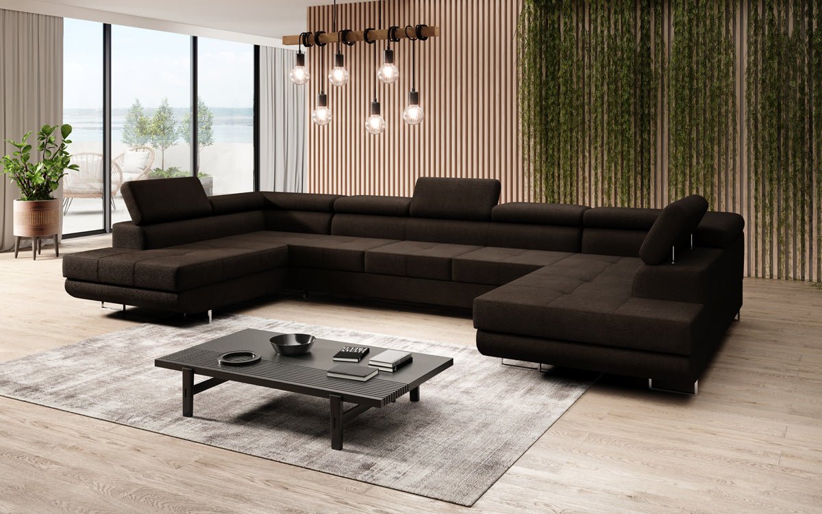 Projektowana sofa Taormina z funkcją spania i składania w bouclé