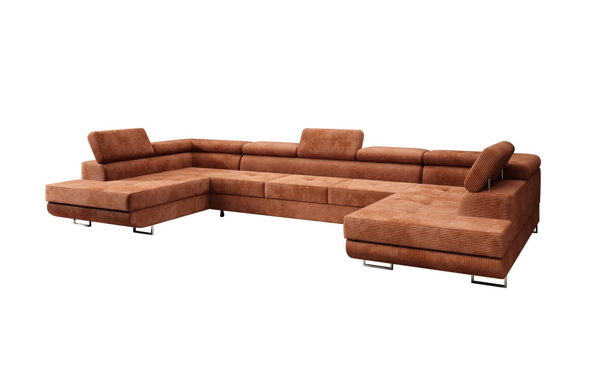 Sofa designerska Taormina z funkcją spania i składania, wykonana z sztruksu