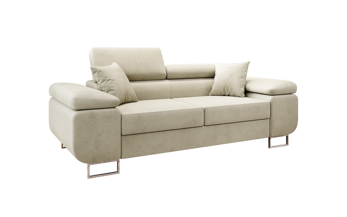 Projektowana dwuosobowa sofa Siera z funkcją spania, obita aksamitem