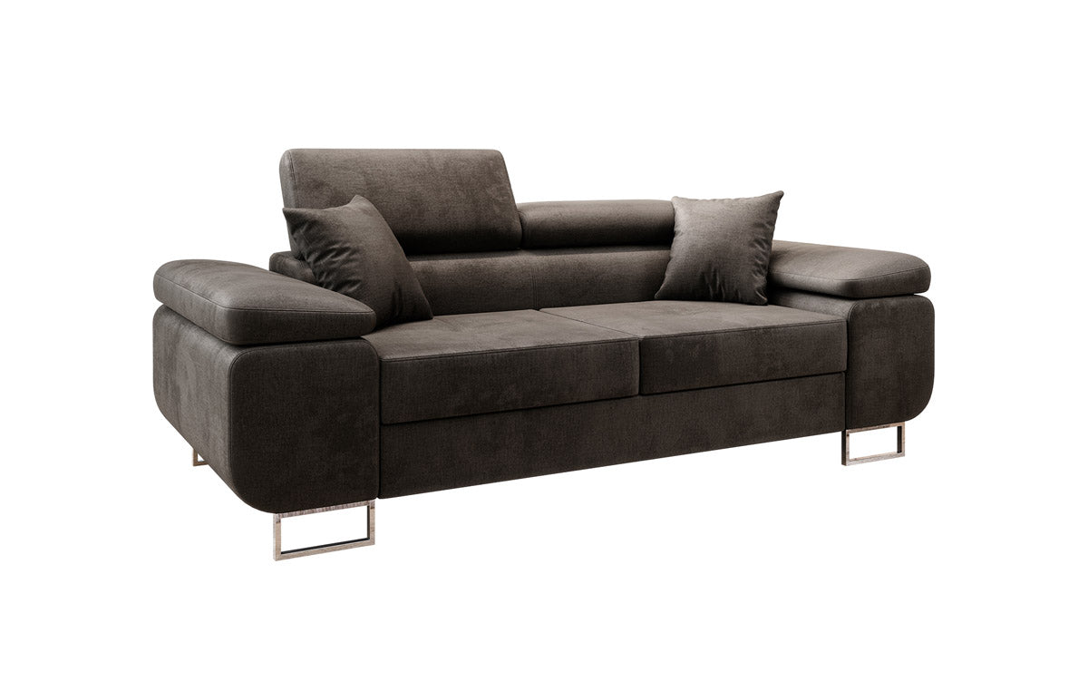 Projektowana dwuosobowa sofa Siera z funkcją spania, obita aksamitem