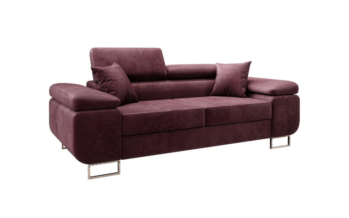Projektowana dwuosobowa sofa Siera z funkcją spania, obita aksamitem