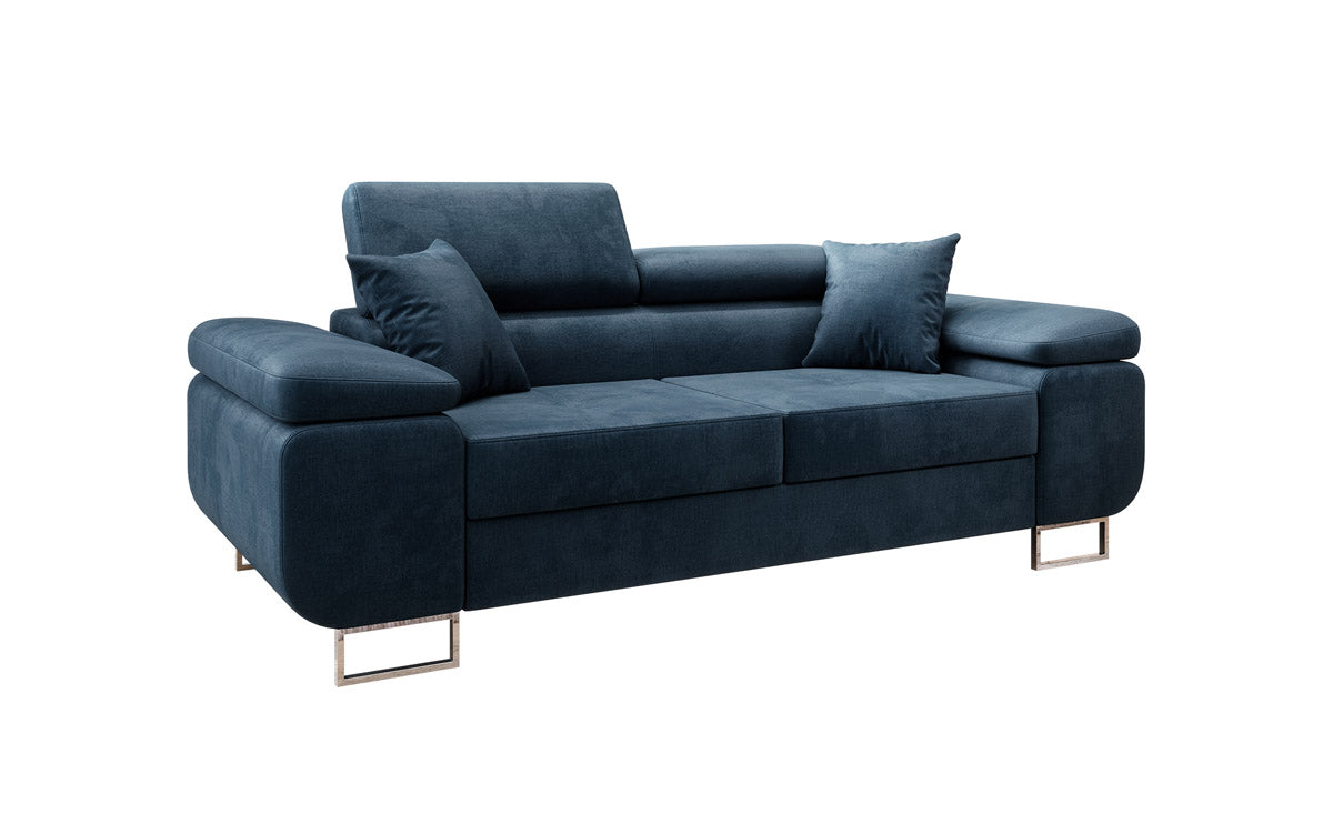 Projektowana dwuosobowa sofa Siera z funkcją spania, obita aksamitem
