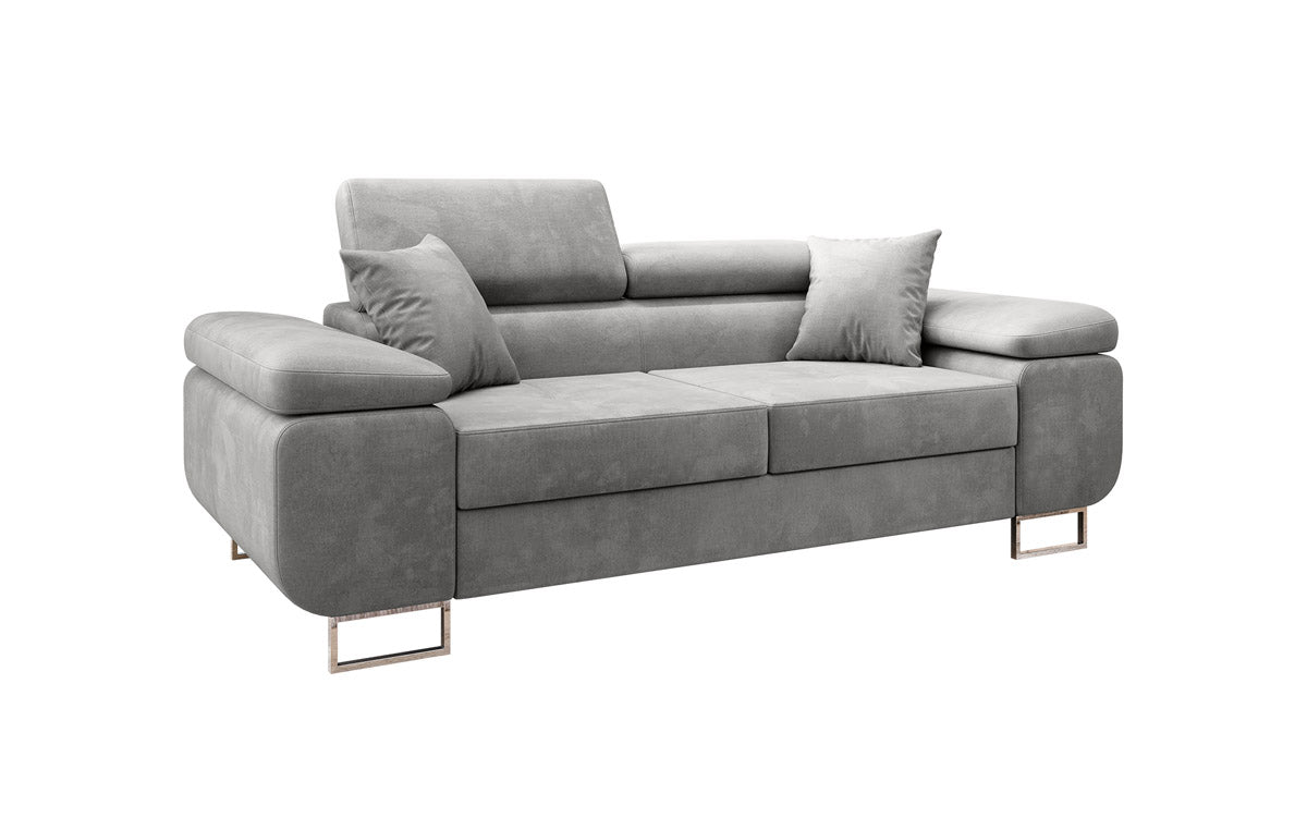 Projektowana dwuosobowa sofa Siera z funkcją spania, obita aksamitem