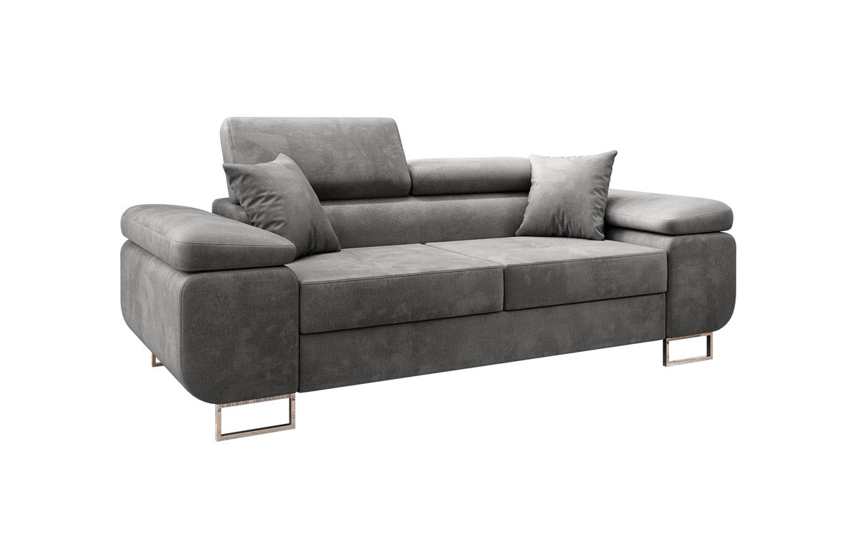 Projektowana dwuosobowa sofa Siera z funkcją spania, obita aksamitem