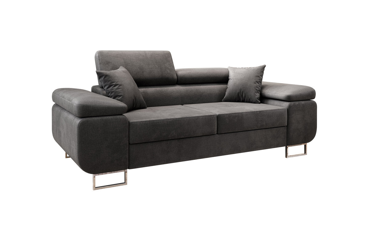 Projektowana dwuosobowa sofa Siera z funkcją spania, obita aksamitem