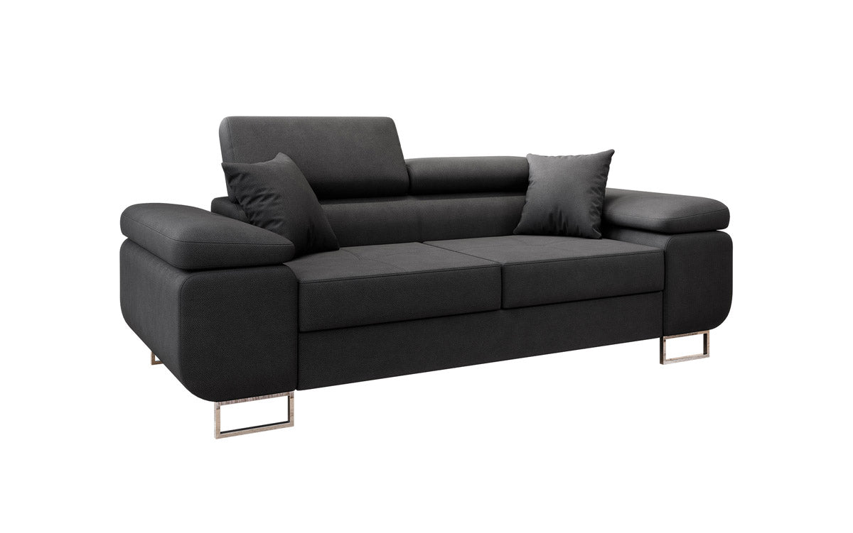Projektowana 2-osobowa sofa Triora z funkcją spania, tapicerowana tkaniną
