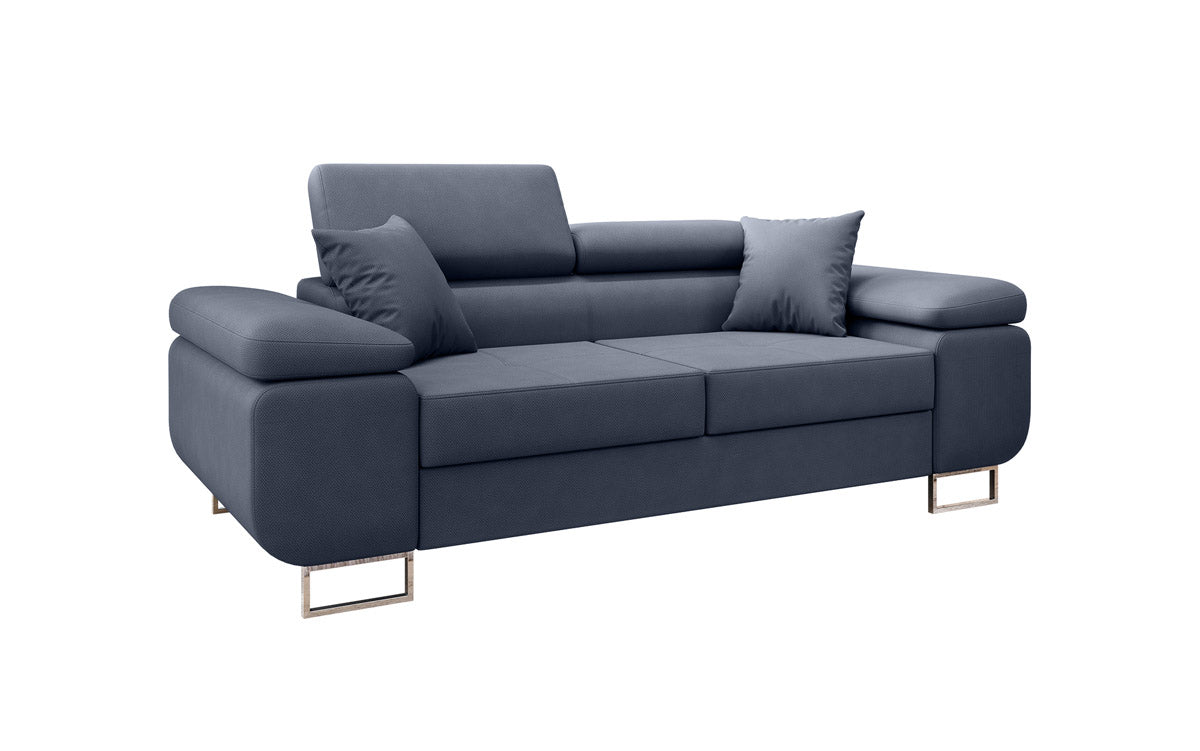 Projektowana 2-osobowa sofa Triora z funkcją spania, tapicerowana tkaniną