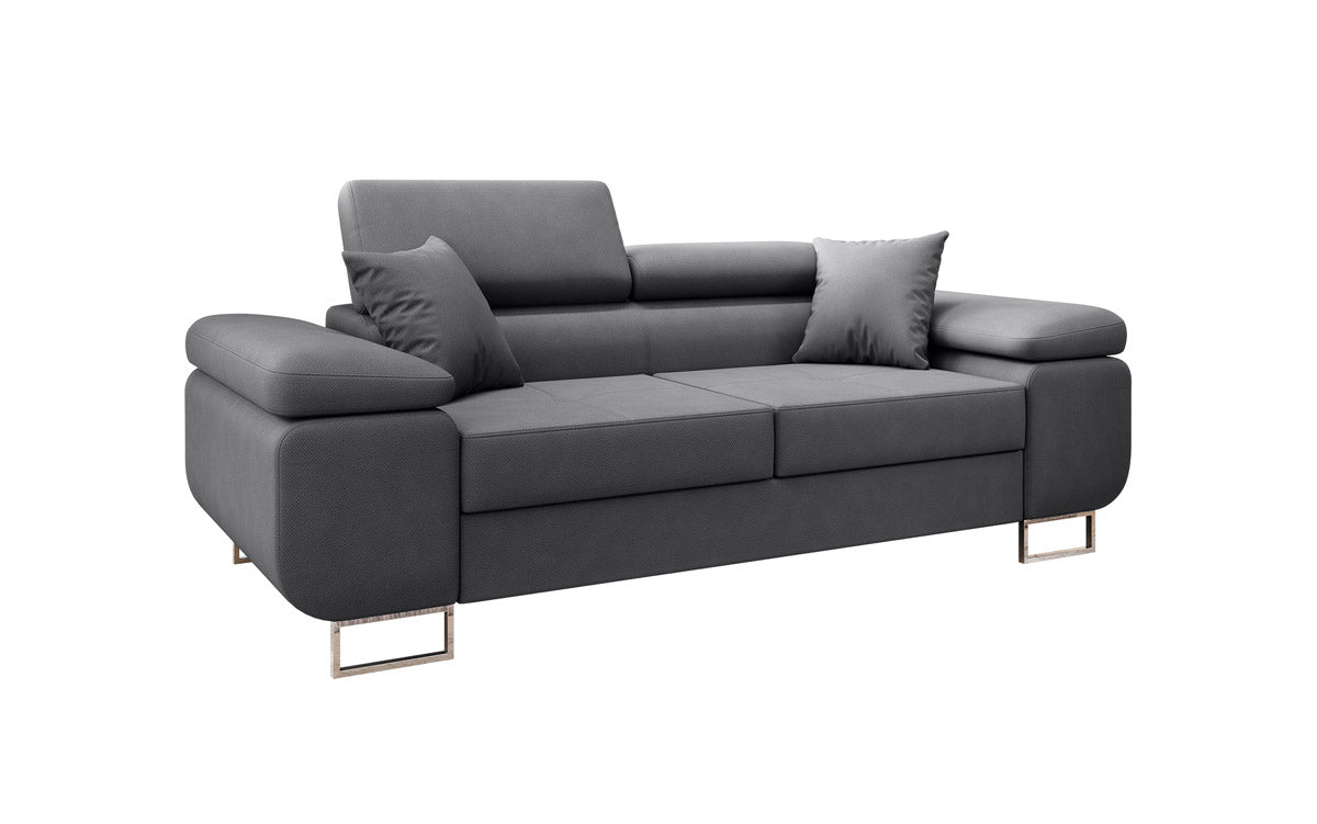 Projektowana 2-osobowa sofa Triora z funkcją spania, tapicerowana tkaniną