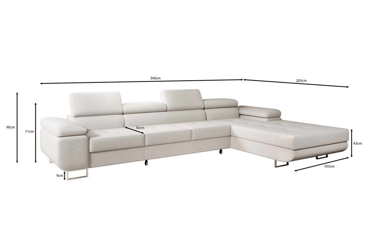 Projektowana sofa Calvera Maxi z funkcją spania i składania w bouclé
