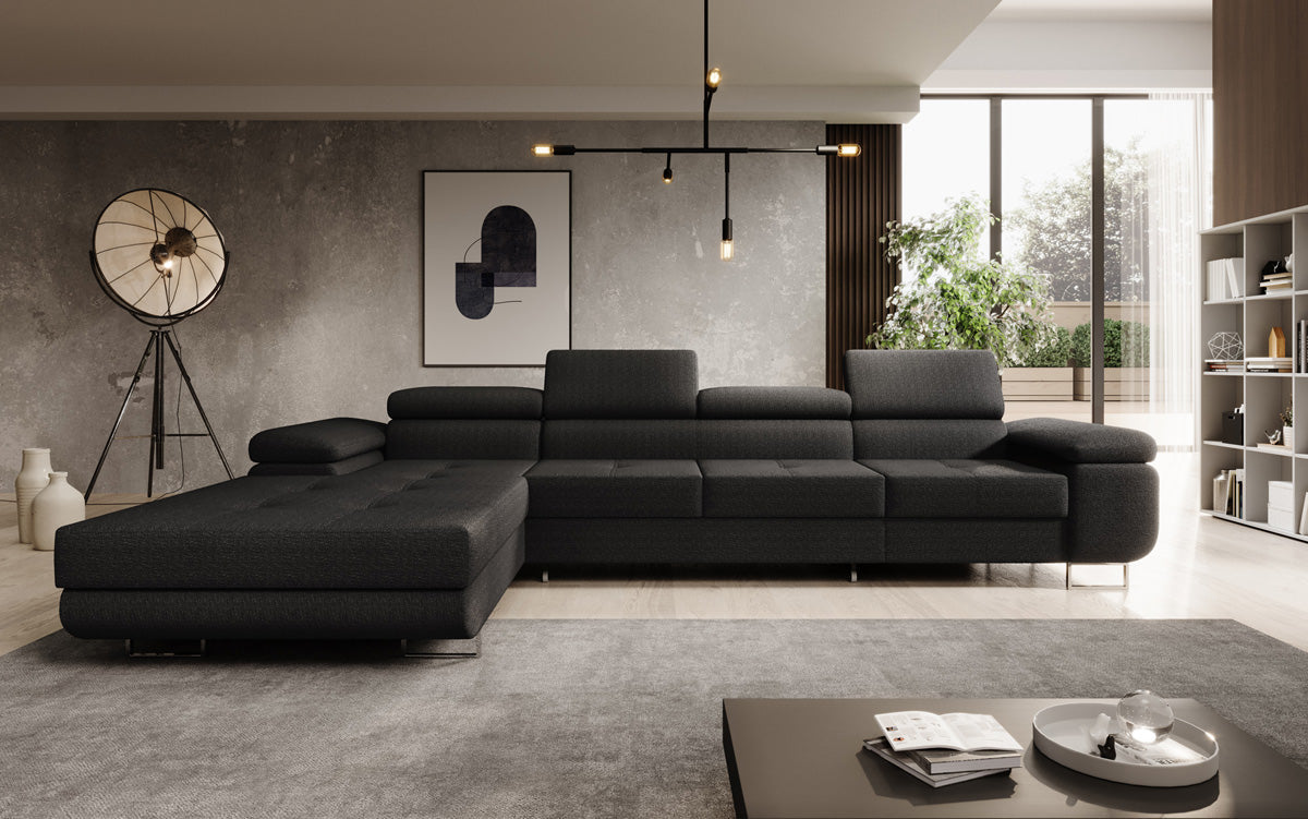 Projektowana sofa Calvera Maxi z funkcją spania i składania w bouclé