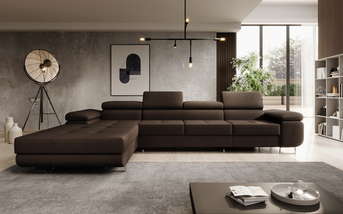 Projektowana sofa Calvera Maxi z funkcją spania i składania w bouclé