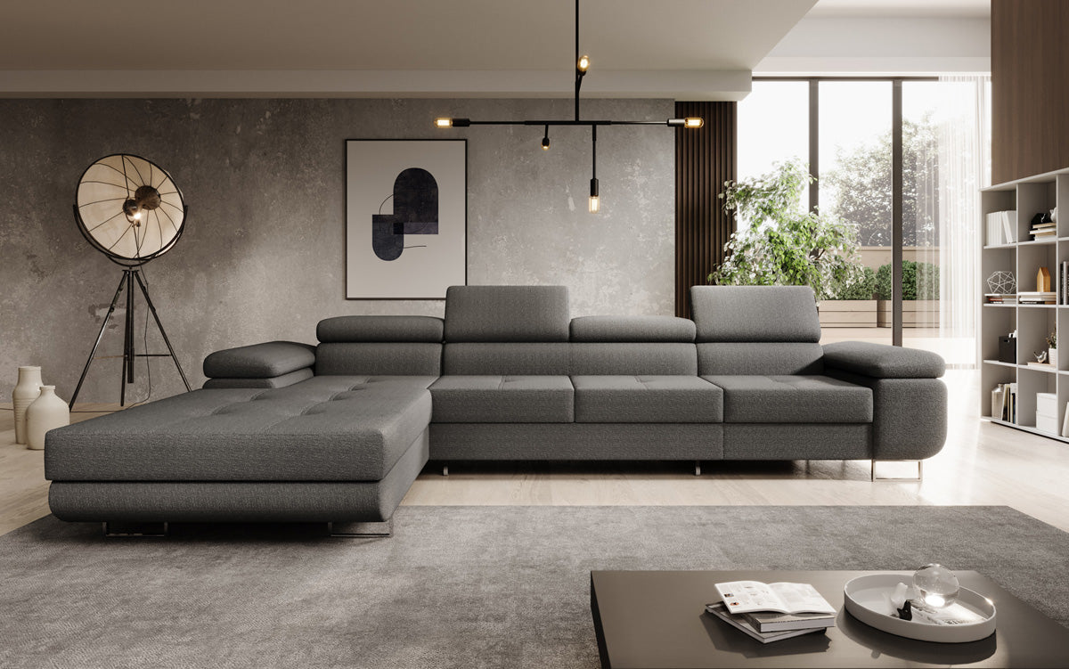 Projektowana sofa Calvera Maxi z funkcją spania i składania w bouclé
