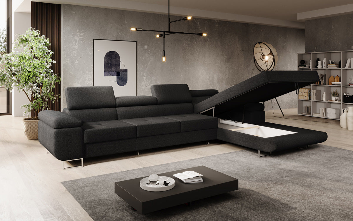 Projektowana sofa Calvera Maxi z funkcją spania i składania w bouclé