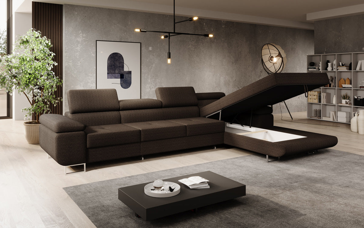 Projektowana sofa Calvera Maxi z funkcją spania i składania w bouclé