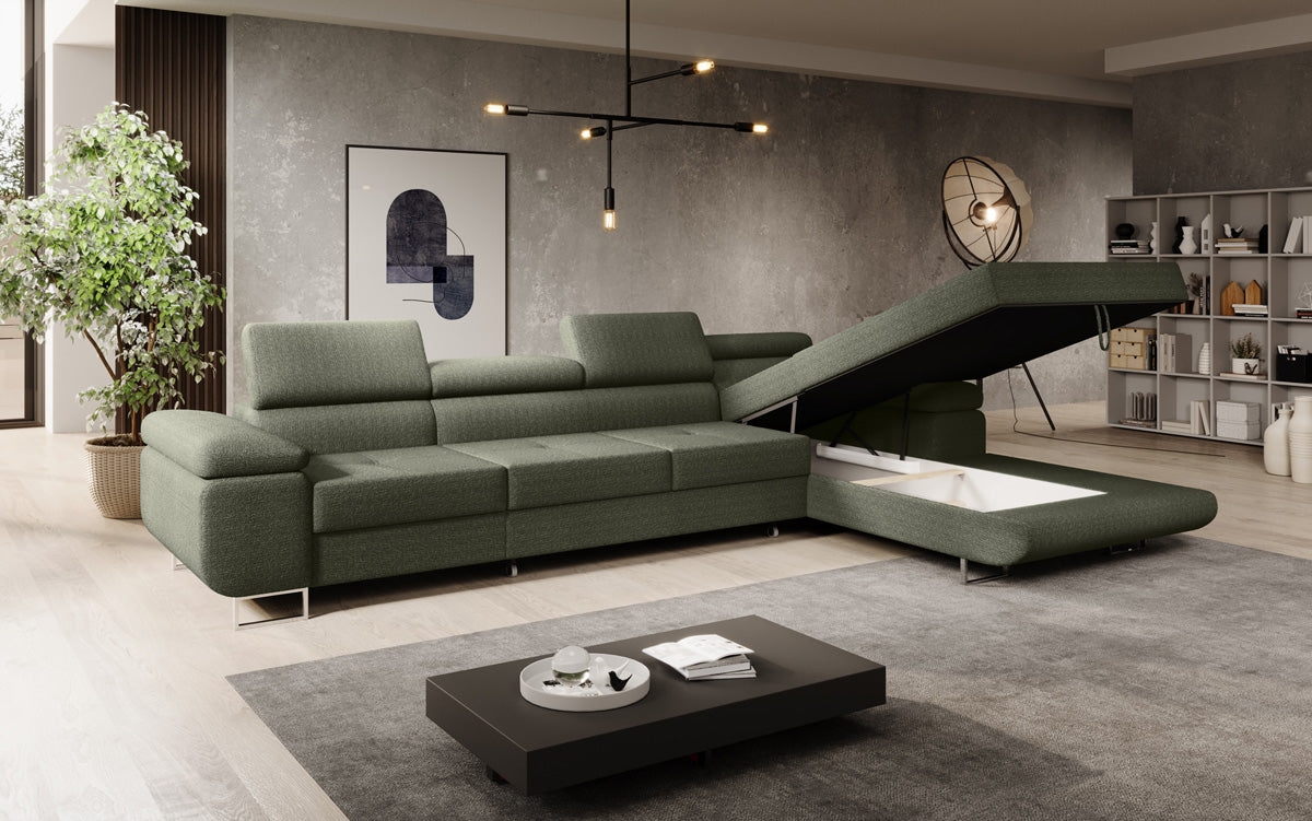 Projektowana sofa Calvera Maxi z funkcją spania i składania w bouclé