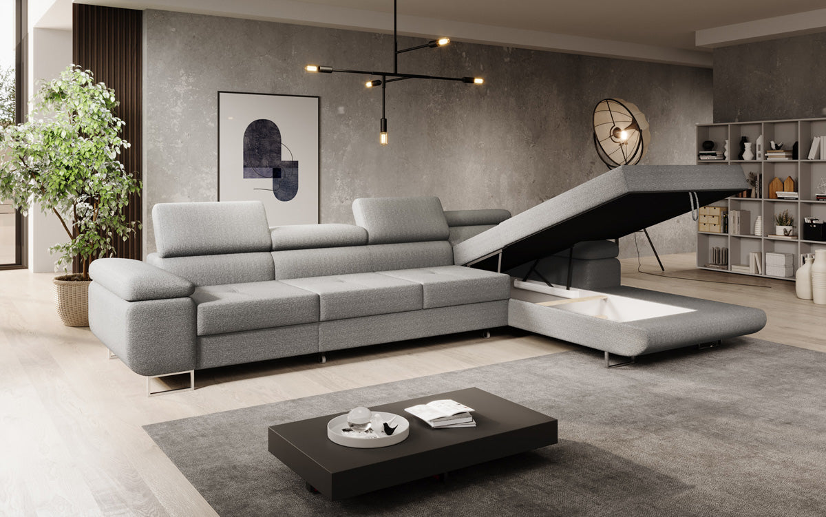 Projektowana sofa Calvera Maxi z funkcją spania i składania w bouclé