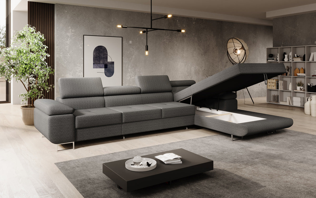 Projektowana sofa Calvera Maxi z funkcją spania i składania w bouclé