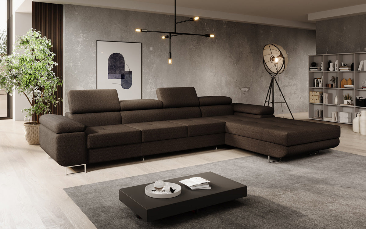 Projektowana sofa Calvera Maxi z funkcją spania i składania w bouclé