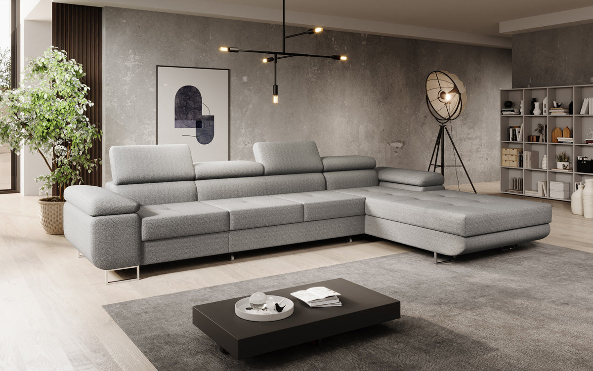 Projektowana sofa Calvera Maxi z funkcją spania i składania w bouclé