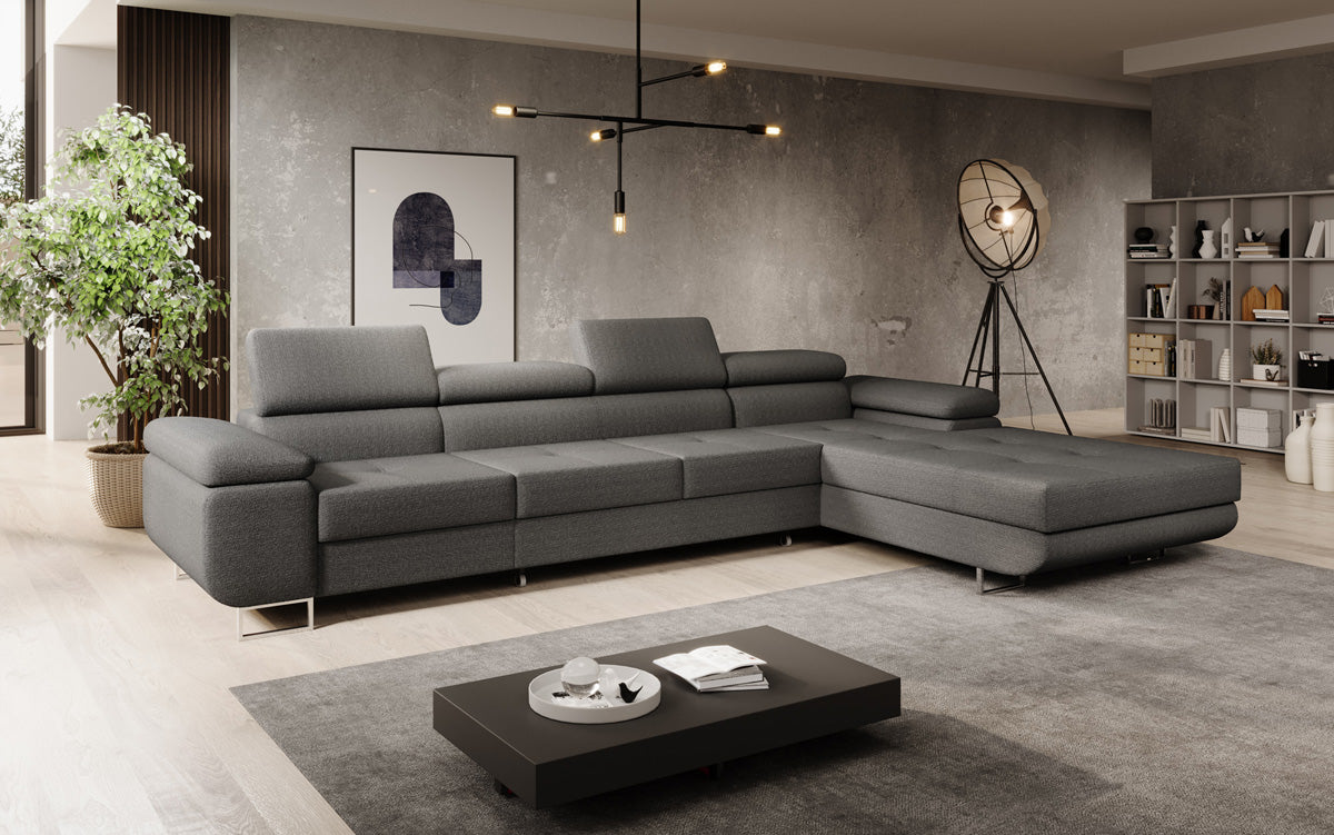 Projektowana sofa Calvera Maxi z funkcją spania i składania w bouclé