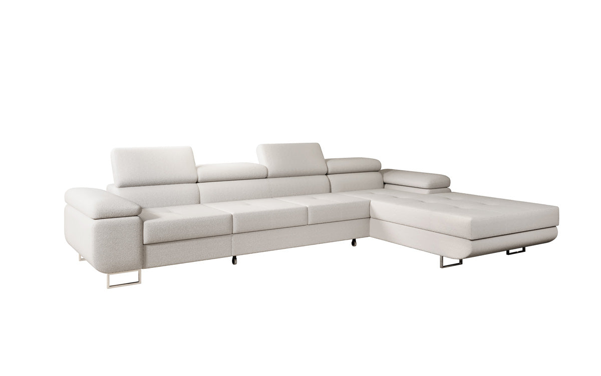 Projektowana sofa Calvera Maxi z funkcją spania i składania w bouclé