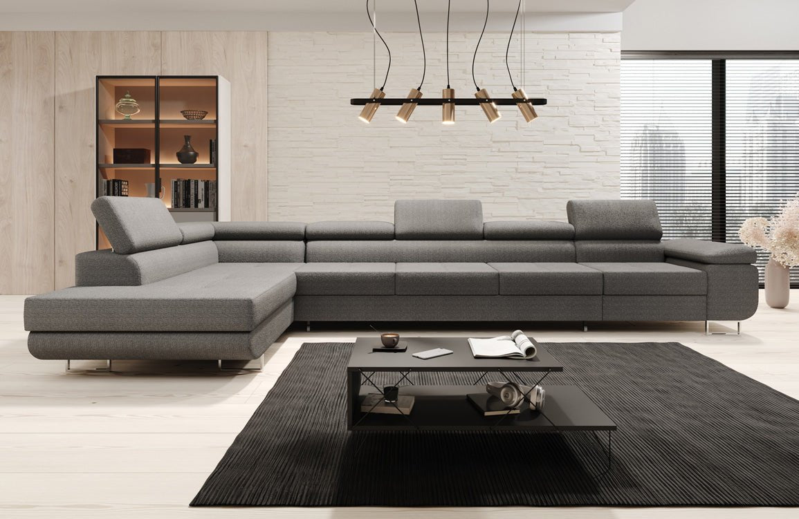 Projektowana sofa Maxi z funkcją spania i składania w bouclé