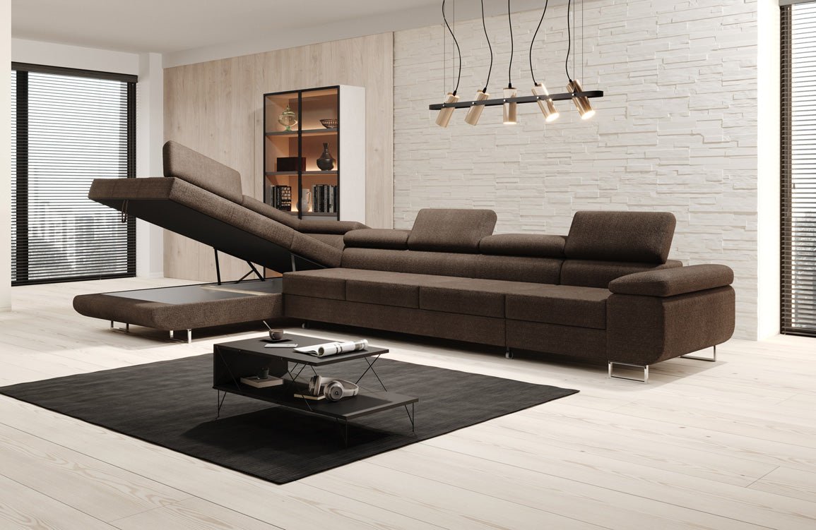 Projektowana sofa Maxi z funkcją spania i składania w bouclé