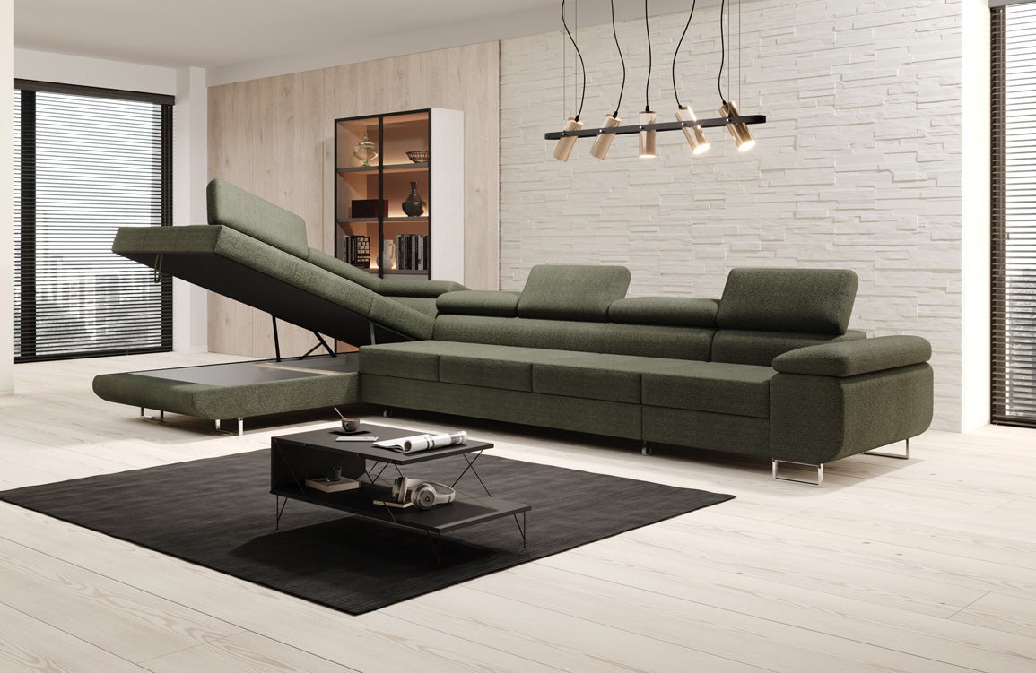 Projektowana sofa Maxi z funkcją spania i składania w bouclé