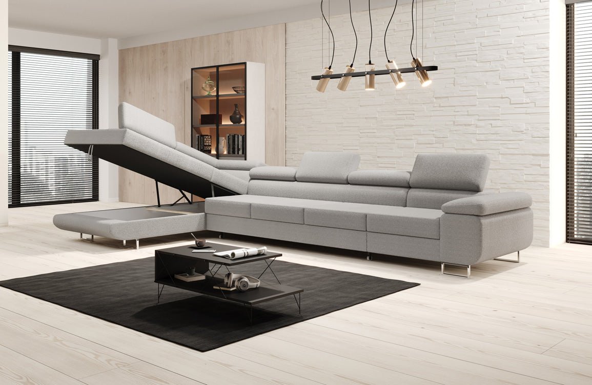 Projektowana sofa Maxi z funkcją spania i składania w bouclé