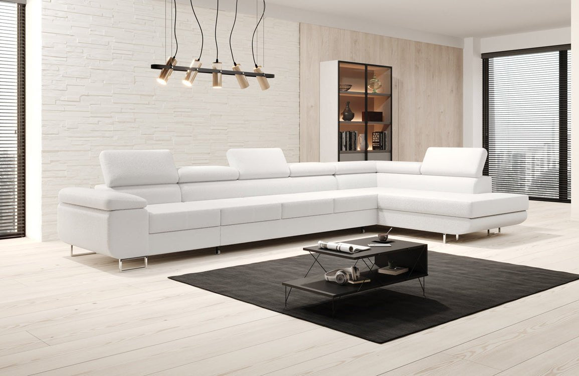 Projektowana sofa Maxi z funkcją spania i składania w bouclé