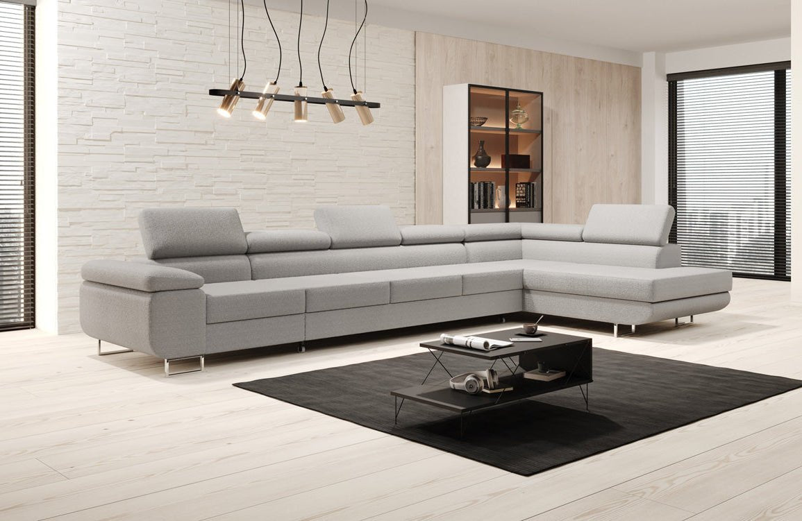 Projektowana sofa Maxi z funkcją spania i składania w bouclé