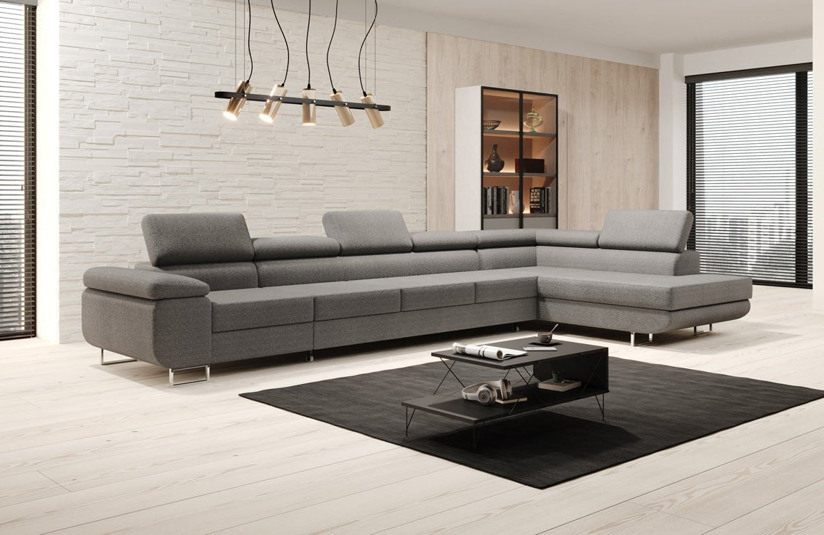 Projektowana sofa Maxi z funkcją spania i składania w bouclé