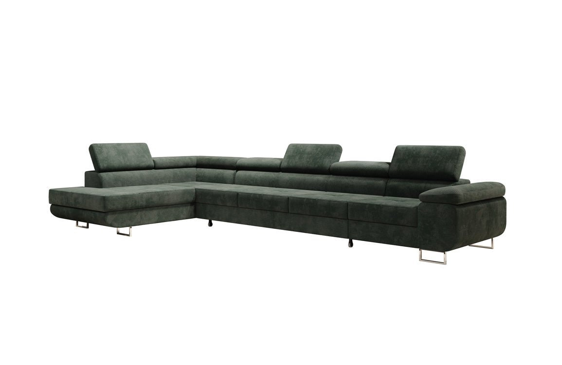 Projektowana sofa Maxi z funkcją spania i składania, obita kordem