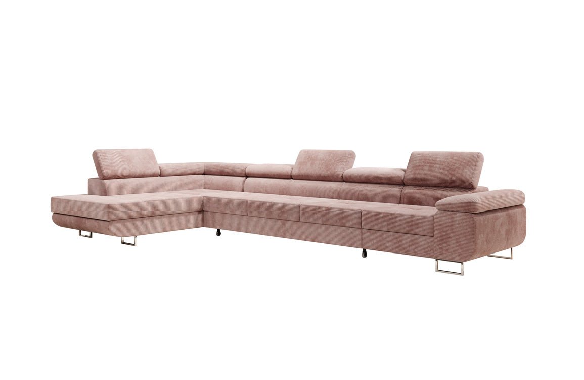 Projektowana sofa Maxi z funkcją spania i składania, obita kordem